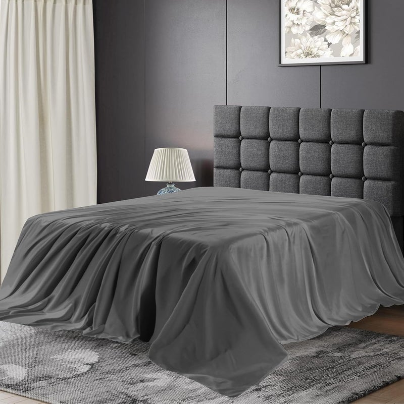 Siesta Zen شيت سرير مسطح من قطن مصري 100% من سييستا زين - ملكي 270x280 سم - رمادي - Image 4